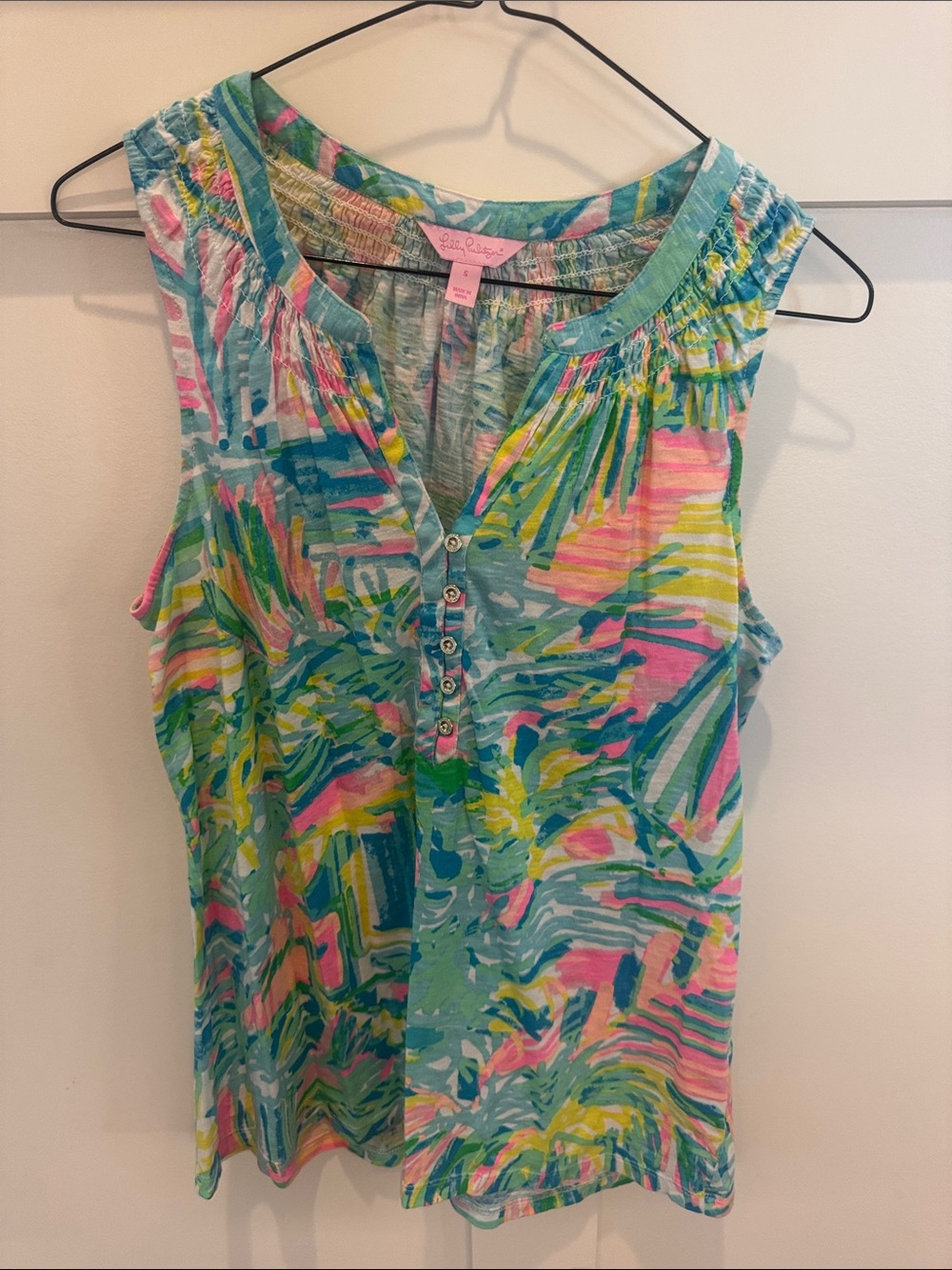 Lilly Pulitzer Essie tank top -Aqua Multi Printed Sleeveless Tank